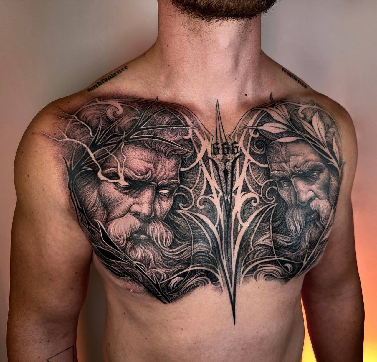 Greek Chest tattoo Berlin - Tattoo von Zina bei Void Ink Berlin