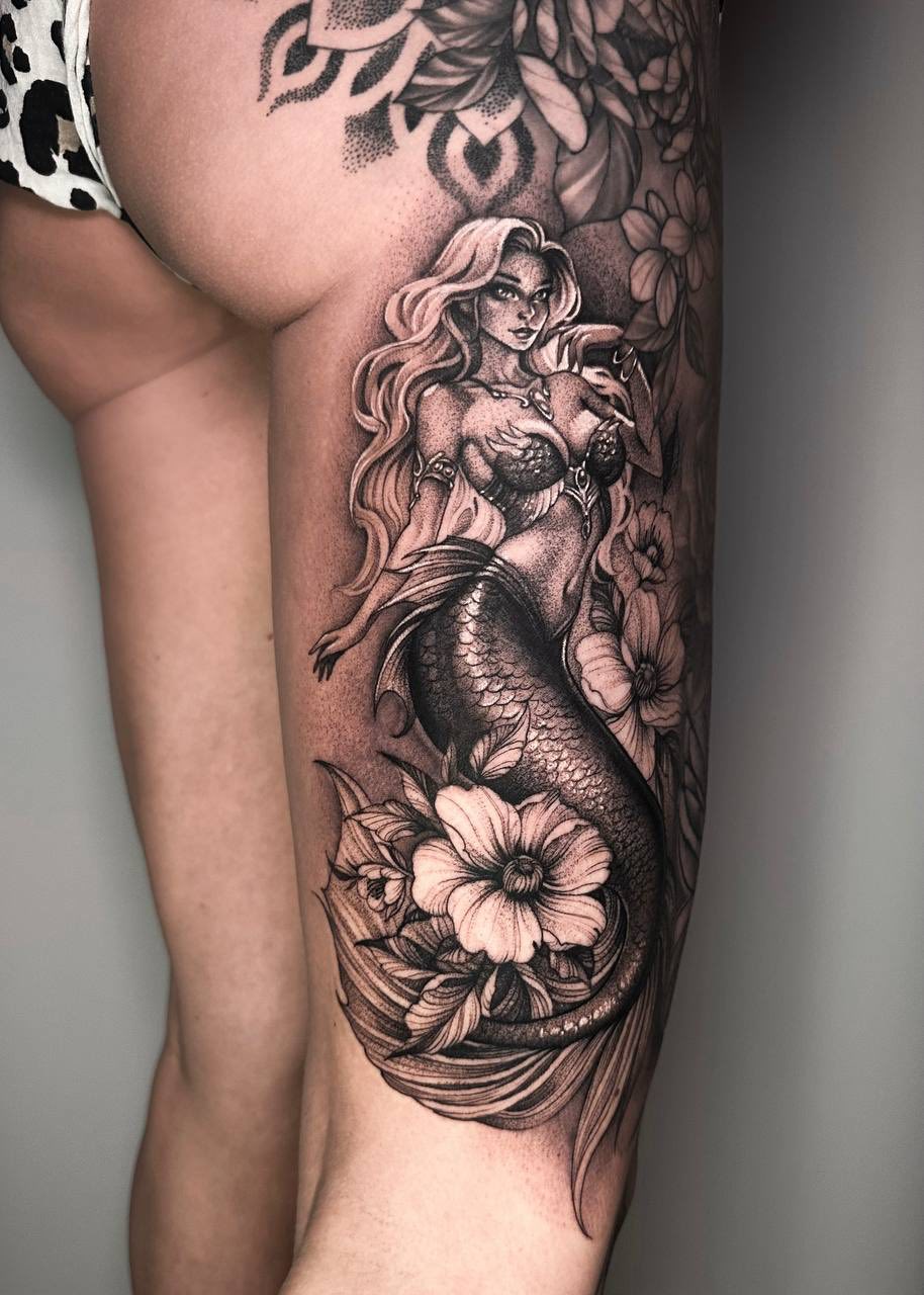 Meerjungfrau Tattoo Berlin - Tattoo von Zina bei Void Ink Berlin